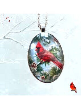 Cardinal Necklace New 18 in Chain Red Bird Loved One Near Birthday Anniversary